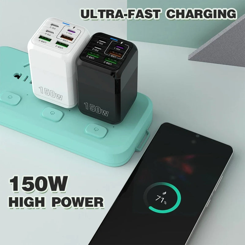 Carregador Rápido 150W Multiportas 4USB + 2PD