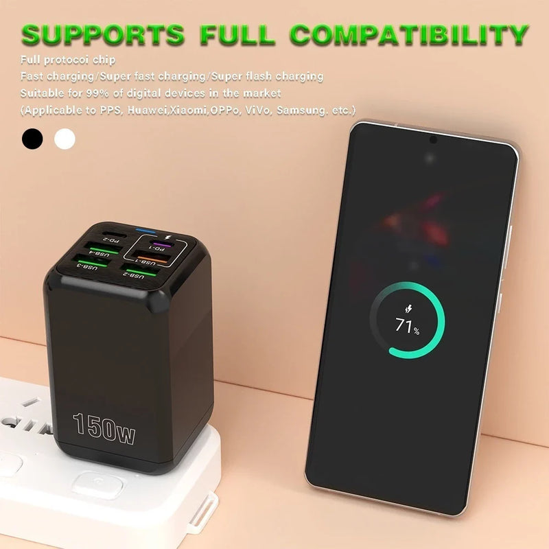 Carregador Rápido 150W Multiportas 4USB + 2PD