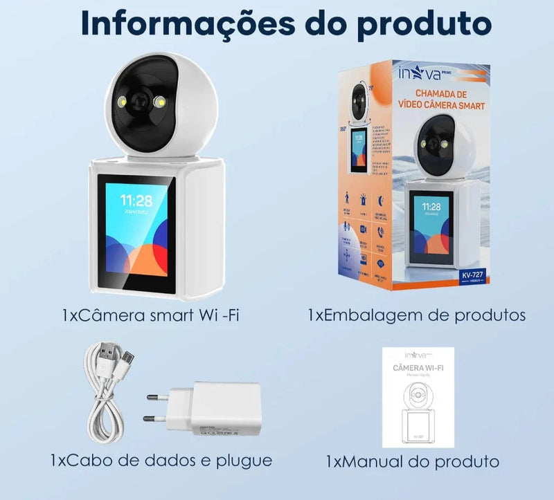 Inova Câmera de segurança com tela 2K de visão noturna ultra clara pode girar 355 graus ICSEE APP