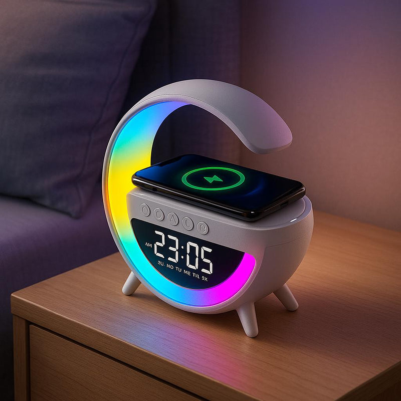 Caixinha De Som G-speaker smartstation Carregador Induco Sem Fio Multifuncao